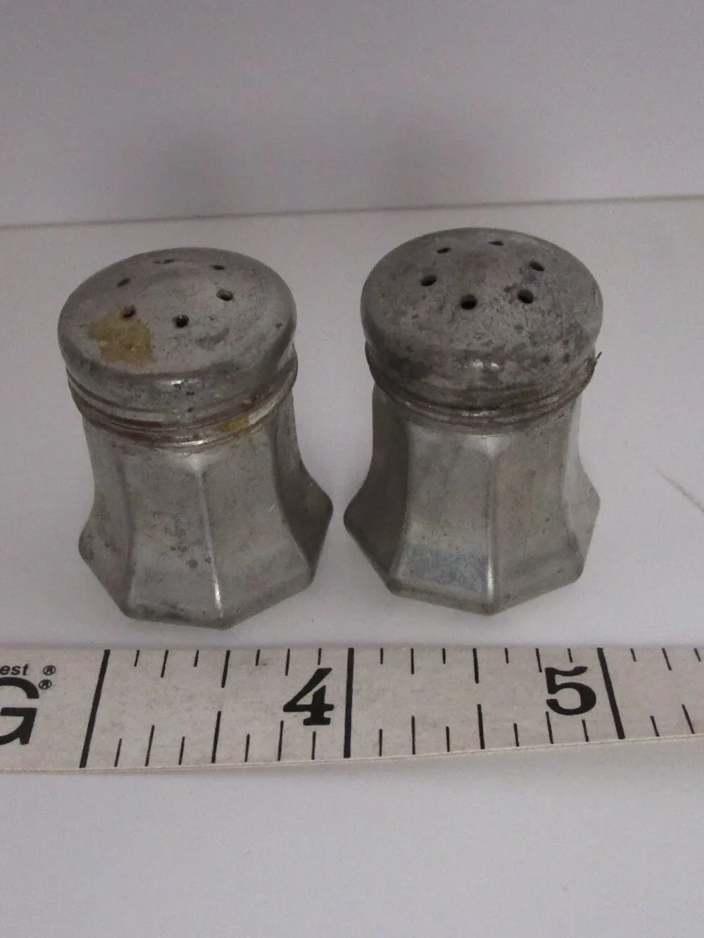 tiny pewter salt & pepper set